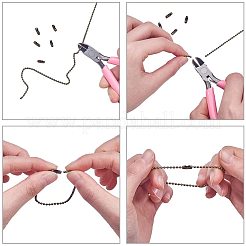 DIYのジュエリー  鉄球のビーズチェーン付き  はんだ付けおよび鉄製ボールチェーンコネクター  アンティークブロンズ  2x2mm  40 m /ロール&nbsp;DIY-PH0025-73AB