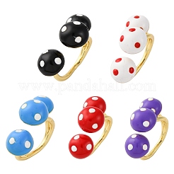 Anillos de puño abiertos de latón esmaltado para mujer&nbsp;RJEW-U057-23G