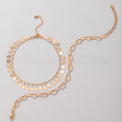 Сплав скрепка цепь цветок кисточка двухслойные браслеты для щиколотки для женщин FS-WGB7378-01