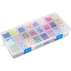 Круглые бусины из экологически чистого окрашенного стекла с жемчугом HY-PH0011-01-10mm