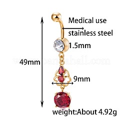 Латунное кольцо пупка с фианитом AJEW-EE0004-30C