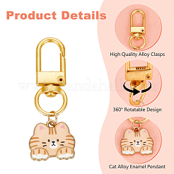 Подвеска из сплава с эмалью в форме кошки HJEW-OC00006