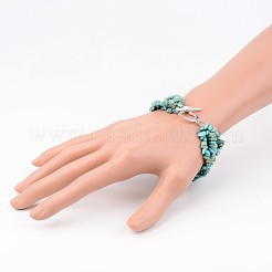 Braccialetti multifilo con perline turchesi naturali (tinte).&nbsp;BJEW-JB02321-01