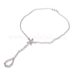 Летние пляжные браслеты на ногу с подвеской в виде морской звезды из смолы и стеклянных бусин FS-WGE60B8-01