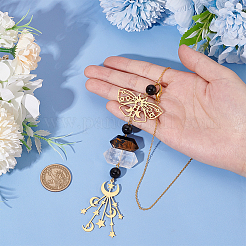 Бабочка и луна 201 нержавеющая сталь подвесные украшения для автомобиля&nbsp;HJEW-PH01764