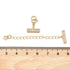 Rallonge de chaîne gourmette en laiton micro-pavé de zircone cubique transparente&nbsp;KK-G556-08G-01