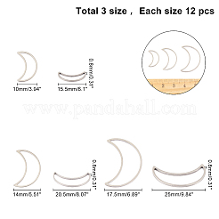ステンレス鋼の連結リング  ジュエリー作りのための  ムーン  ステンレス鋼色  15.5~25x10~17.5x0.8mm  内径：14~23x4.5~8.5mm  36個/箱&nbsp;STAS-UN0008-53P