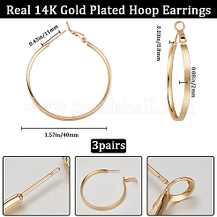 3 пара латунных серег-колец для женщин EJEW-BBC0001-66G-02