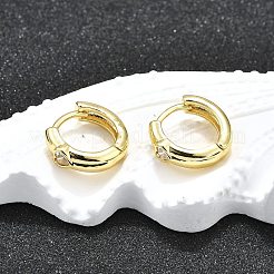 Латунные серьги-кольца из прозрачного кубического циркония EJEW-H157-06G