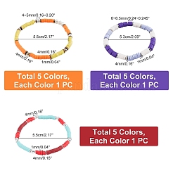 Браслеты хейши из полимерной глины ручной работы стрейч из бисера&nbsp;BJEW-PH0004-09
