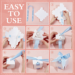 Boîtes carrées en papier pour ranger les bonbons de mariage&nbsp;AJEW-WH0609-744D