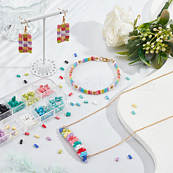 600шт 12 цвета 2-дырочные стеклянные бусины SEED-NB0001-57