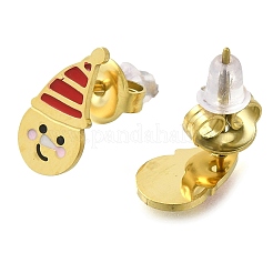 Ионное покрытие(ip) 304 нержавеющая сталь эмалированные серьги-гвоздики EJEW-I316-04G-04