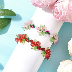 2 браслет из акрила с цветочным узором BJEW-MZ00221