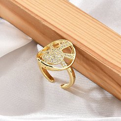 Кольца-манжеты из латуни с микро-паве и прозрачным циркониевым покрытием для женщин RJEW-M028-110G