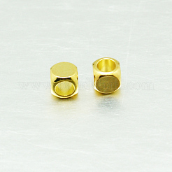 キューブ真鍮のスペーサービーズ  ゴールドカラー  4x4x4mm  穴：3mm&nbsp;KK-L015B-01G
