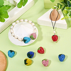 14шт 14-х цветные полимерные бусины ручной работы со стразами из глины&nbsp;CLAY-BT0001-09