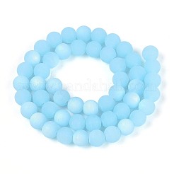 Нити стеклянных бусин с имитацией матового нефрита GLAA-T032-J8mm-MBB04