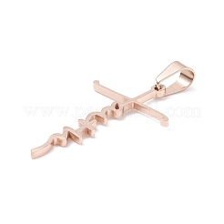 304ステンレスペンダントイオンプレーティング(IP)  単語の信仰  ローズゴールド  42.5x25x1.5mm  穴：8.5x4mm&nbsp;STAS-D179-13RG