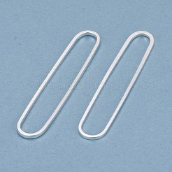 真鍮製フレームコネクター  長持ちメッキ  オーバル  925銀メッキ  48x9.5x1mm  内径：45.5x7.5mm&nbsp;KK-Y003-04G-S
