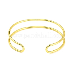 Gestellplattierte Messing-Manschettenarmbänder mit Doppellinien für Damen&nbsp;BJEW-M304-01G