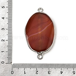 Breloques connecteurs ovales en agate naturelle (teintée et chauffée)&nbsp;G-P614-06P-04
