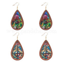 2 пара двухцветных акриловых сережек-подвесок для женщин&nbsp;EJEW-TA0001-53B