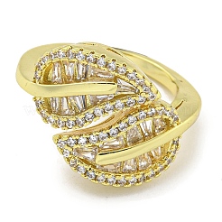 Стойки с покрытием из латуни микро паве с кубическим цирконием и открытыми манжетами для женщин&nbsp;RJEW-I104-04G