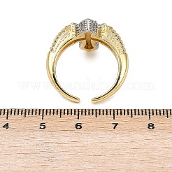 Распятие крест латунь микропаве прозрачный кубический цирконий регулируемые манжеты кольца RJEW-Z104-01GP