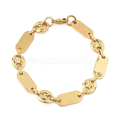 Браслеты из нержавеющей стали 304 в форме овальных звеньев и «свиного носа» для женщин.&nbsp;BJEW-F527-04G