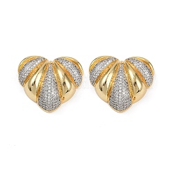 Женские серьги-гвоздики из латуни с микропаве и прозрачным кубическим цирконием EJEW-U059-03GP