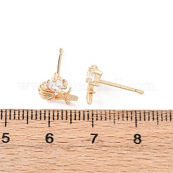 Seestern mit Muschelform Messing Micro Pave klare Zirkonia Ohrstecker&nbsp;EJEW-L278-05G
