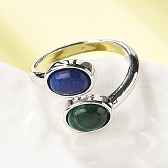 Кольца из натурального малахита и лазурита&nbsp;RJEW-A068-02P-01