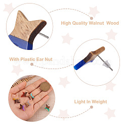 30 шт. серьги-гвоздики в форме звезды из орехового дерева 15 цветов&nbsp;EJEW-FW0001-02