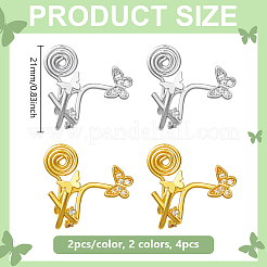 4 шт. двухцветные серьги-каффы из латуни с микропаве из прозрачного кубического циркония&nbsp;EJEW-HY0001-26