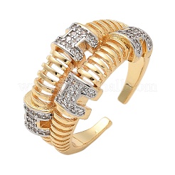 Кольца-манжеты для пальцев с микропаве из прозрачных кубических цирконий из латуни для женщин RJEW-U033-03PG