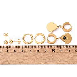 Комплект из серег-гвоздиков и колец из нержавеющей стали 304 для женщин&nbsp;LS-EJEW-U063-04G