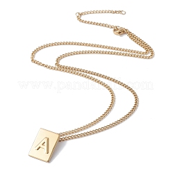 Collana con ciondolo rettangolare con lettera iniziale in acciaio inossidabile per uomo e donna&nbsp;NJEW-E090-01G-01