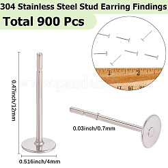 900 шт. фурнитура для сережек-гвоздиков из нержавеющей стали 304&nbsp;STAS-SC0010-28