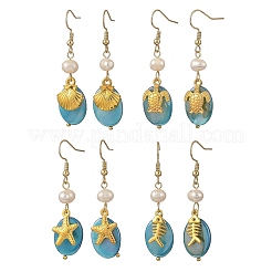 Pendientes colgantes de acero inoxidable 304 con concha de agua dulce de color AB&nbsp;EJEW-JE07382