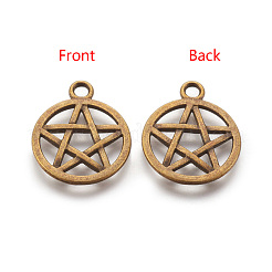 Плоский круглый сплав из тибетского стиля со звездными подвесками X-TIBEP-5248-AB-FF