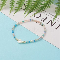 Bracelets extensibles en perles de verre rondelles à facettes&nbsp;BJEW-JB05793-04