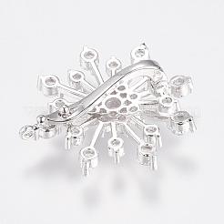 真鍮製マイクロペーブキュービックジルコニアエンハンサーショートナーベイル  ヒンジ式ペンダントベイル  カン付き  花  プラチナ  36x33.5x13mm  穴：1mm&nbsp;ZIRC-G116-03P
