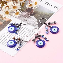 Плоский круглый брелок сглаза лэмпворк KEYC-JKC00243