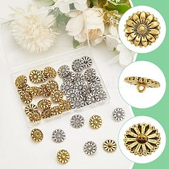 40 шт. 2-х цветные пуговицы из сплава с тремя отверстиями на ножке BUTT-AR0001-13