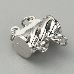 2 連 4 ホール ブラス ボックス クラスプ  マルチ連クラスプ  コラム  プラチナ  12x11.5x6.5mm  穴：1.8mm&nbsp;KK-WH0058-05A-P