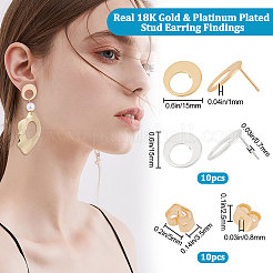 20 шт. 2-х цветная латунная фурнитура для сережек-гвоздиков&nbsp;KK-BBC0004-35