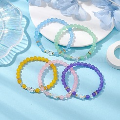 Runde Stretch-Armbänder aus natürlich gefärbter malaysischer Jade&nbsp;BJEW-JB10670
