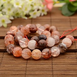 Brins de perles rondes en quartz hématoïde naturel/quartz de feu&nbsp;G-N0078-12mm-06
