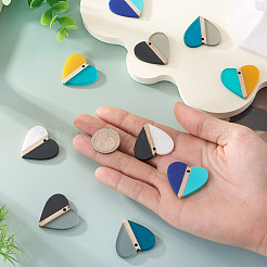 10 шт. подвески из непрозрачной и прозрачной смолы и дерева 5 цветов&nbsp;RESI-TA0004-59